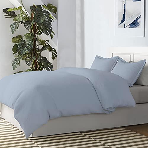 A1 HOME COLLECTIONS A1HC 100% Organic Cotton Duvet Set, 300 Thread Count 3-Piece GOTS Certified, Fair Trade Certified, Oeko-TEX Certified, Soft & Silky Sateen Weave (King, Light Blue) - SHOP NO2CO2