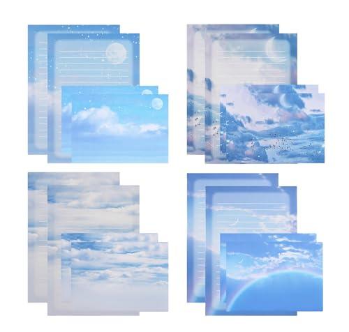 40 Lined Writing Stationery Paper with 20 Envelopes, Colorful Sky Designs for Writing Letter, Notes, Invitations, 4 Different Style (9.4 x 6.6") - SHOP NO2CO2