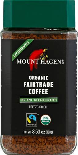 Mount Hagen 3.53oz Organic Freeze Dried Instant Decaf Coffee | Eco-friendly, Fair-Trade Decaffeinated Coffee, Made From Organic Medium Roast Arabica Beans [3.53oz Jar] (Pack of 2) - SHOP NO2CO2