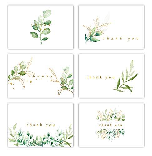 4x6 Golden Greenery Thank You Cards with Envelopes (Bulk 36-Pack), Matching Peel-and-Seal Envelopes | Wedding Thank You Cards, Bridal Shower Thank You Cards, Birthday Party, Baby Shower, Blank Notes Small Business Box Assorted Stationary Personalized - SHOP NO2CO2