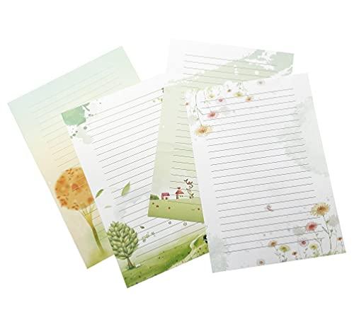 50 Pcs Writing Stationery Paper, Lined Writing Letter Paper Set, A4 Size, 10 Different Style - SHOP NO2CO2