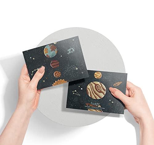 Twigs Paper 12 pcs Space Themed Note Card Set - Assorted Greeting Cards for Every Occasion with Envelopes Included - Cute and Unique Designs - Bulk Stationery Pack - 5.5 x 4.25 Inch Eco-Friendly Paper - SHOP NO2CO2