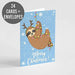 Animal Holiday Christmas Cards - 24 Cards w/White Envelopes - Personalized Stationery Printed in the USA by RitzyRose (Sloth) - SHOP NO2CO2