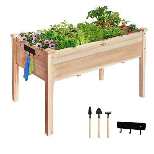 Raised Garden-Planter with Legs Outdoor - Elevated Garden Bed Wood Stand for Vegetable Flower Herb Large Rectangle Growing Box Suitable for Backyard Patio and Balcony, 48”L X 24”W - SHOP NO2CO2