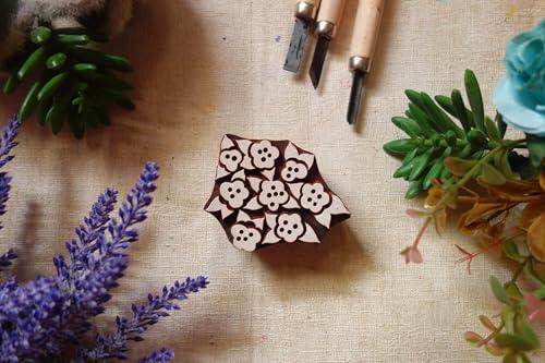 Indian wooden block stamp spring pattern flower shape ceramics soap from India custom size, sustainable eco friendly floral NOT FOR TEXTILES - SHOP NO2CO2