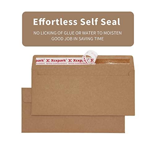 250 PCS #10 Brown Self Seal Kraft 4-1/8 x 9-1/2 inches Security Envelopes, Windowless Invisible Envelopes Super Strong Quick Seal Envelopes Security Tint Pattern Secure - SHOP NO2CO2