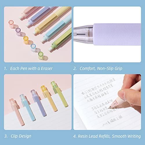 Kaco Mechanical Pencil Set, 5 Pieces Cute Pastel Pencils 0.5mm with 5 Tube HB Lead Refills (5 Pieces - 5 Mixed Color) - SHOP NO2CO2