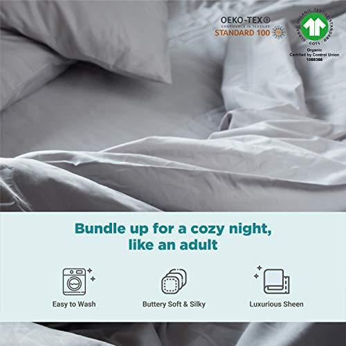 Fabdreams 100% Organic Cotton California King Size Sheet Set | 400 Thread Count Sheet Set | GOTS Certified | Long Staple Cotton | Upto 17" Elasticised Deep Pockets | Soft Silky Shiny | Light Gray - SHOP NO2CO2