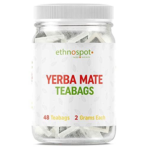 Yerba Mate Teabags - Pure Yerba Tea - 100% Natural Herbal Tea For Cleaner Natural Caffeine - Energizing Morning Herbal Tea - 2 Gram Teabags - 48 Vegan Teabags - SHOP NO2CO2