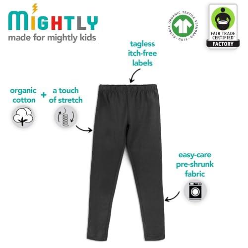 Mightly Girls' Leggings - Organic Cotton with a Touch of Stretch, Dance & Running Yoga Pants, Basic Tights for Kids,Pack of 3 - SHOP NO2CO2