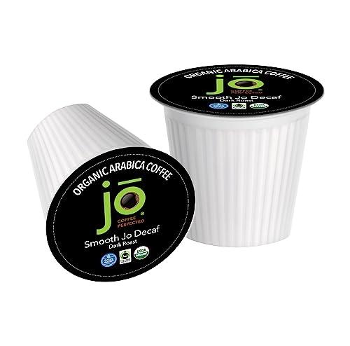 SMOOTH JO DECAF: 48 Cups, Organic Dark French Roast, Swiss Water Process Coffee for Keurig K-Cup Compatible Brewers, Fresh Seal Cups, Rich Creamy, Fair Trade Certified, Kosher, Non-GMO, Gluten Free - SHOP NO2CO2