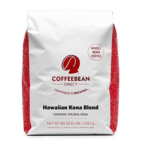 Coffee Bean Direct Hawaiian Kona Blend Coffee, Light Roast, Whole Bean, 5 Pound - SHOP NO2CO2