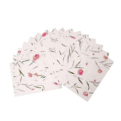 Handmade A4 Thick Natural Flowers Mulberry Paper Sheets, Handmade Paper, Painting, Writing, Decorative Paper, Card Making Paper DIY Craft, 20pcs. (Bougainvillea Flowers/Grass) - SHOP NO2CO2