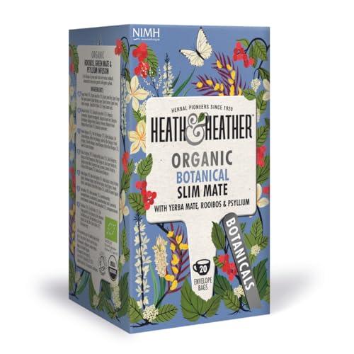 Heath & Heather Organic Slim Mate Teabags | Individually Wrapped Caffeine-Free Herbal Tea Infusions | 1 Pack of 20, Total 20 Tea Bags - SHOP NO2CO2