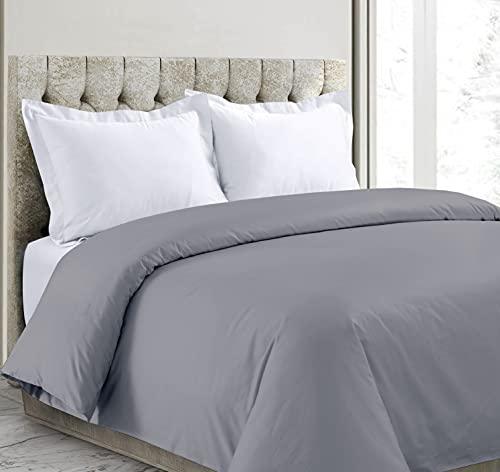 A1HC 100% Organic Cotton Duvet Cover, 300 Thread Count GOTS Certified, Fair Trade Certified, Oeko-TEX Certified, Soft & Silky Sateen Weave (Twin, Dark Grey) - SHOP NO2CO2