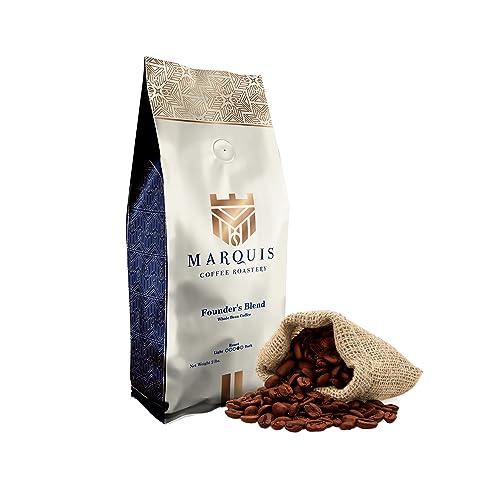 Marquis - Founder’s Blend Coffee Beans, Rich and Bold Whole Bean Coffee Blend of Half Ethiopian Yirgacheffe and Half French Roast, Fresh Dark Roast Coffee Beans, Premium Dark Roast Coffee, 2 lb - SHOP NO2CO2