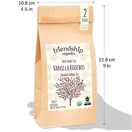 Friendship Organics Vanilla Rooibos Tea Bags, Organic and Fair Trade Herbal 44 Count - SHOP NO2CO2