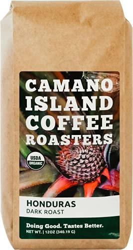 Camano Island Coffee Roasters Honduras Dark Roast, Whole Bean 12oz, Fresh Small Batch Roasted, USDA Organic, Fairly Traded, Shade Grown Top 1% Arabica - Molasses, Brown Sugar, Cinnamon Flavor - SHOP NO2CO2