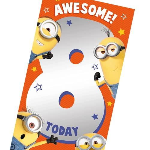 Despicable Me Age 8 Birthday Card, 8th Birthday Card, Age Eight Birthday Card, Climate Pledge Friendly Card, Despicable Me Recyclable Card, Officially Licensed Birthday Card - SHOP NO2CO2