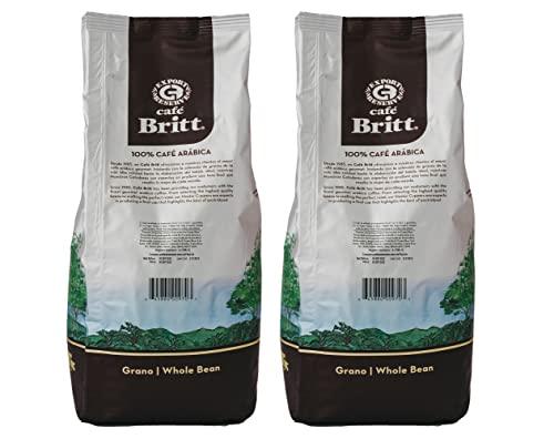 Café Britt® - Costa Rican Dark Roast (2 Lbs Each) (2-Pack) (4 Lbs Total) - Whole Bean, Arabica Coffee, Kosher, Gluten Free, 100% Gourmet & Dark Roast - SHOP NO2CO2