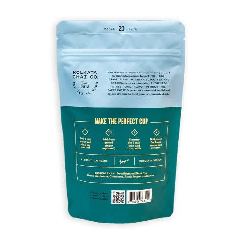 Kolkata Chai Decaf Masala Chai mix, Makes 20 cups, Premium loose leaf tea and spice blend, All Natural, 4.23 oz - SHOP NO2CO2