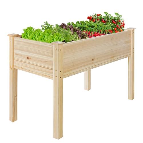 LZRS 40.5x20.5x30 inches Raised Garden Bed Elevated Wooden Planter Box Stand with Legs for Herbs,Vegetables,Flowers,Great for Outdoor Patio, Deck,220lb Capacity,Natural - SHOP NO2CO2