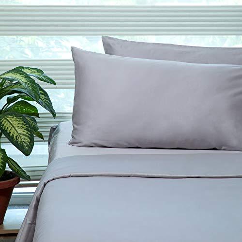 Fabdreams 100% Organic Cotton California King Size Sheet Set | 400 Thread Count Sheet Set | GOTS Certified | Long Staple Cotton | Upto 17" Elasticised Deep Pockets | Soft Silky Shiny | Light Gray - SHOP NO2CO2