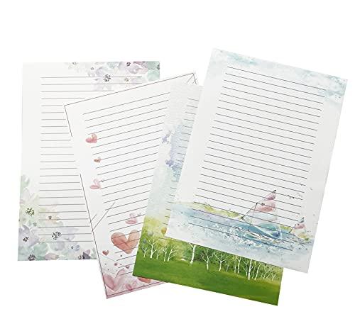 50 Pcs Writing Stationery Paper, Lined Writing Letter Paper Set, A4 Size, 10 Different Style - SHOP NO2CO2