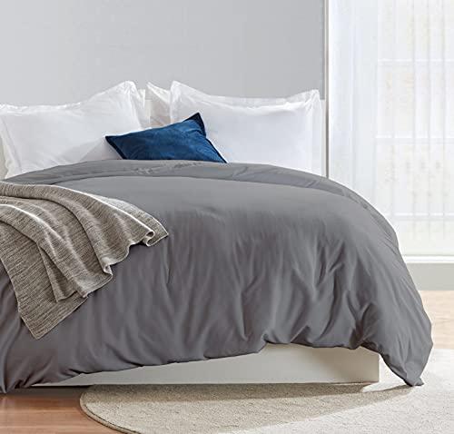 A1HC 100% Organic Cotton Duvet Cover, 300 Thread Count GOTS Certified, Fair Trade Certified, Oeko-TEX Certified, Soft & Silky Sateen Weave (Twin, Dark Grey) - SHOP NO2CO2