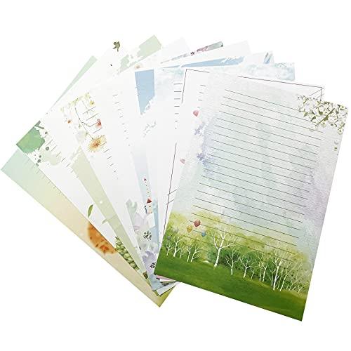 50 Pcs Writing Stationery Paper, Lined Writing Letter Paper Set, A4 Size, 10 Different Style - SHOP NO2CO2