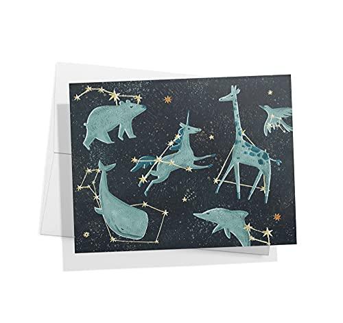 Twigs Paper 12 pcs Space Themed Note Card Set - Assorted Greeting Cards for Every Occasion with Envelopes Included - Cute and Unique Designs - Bulk Stationery Pack - 5.5 x 4.25 Inch Eco-Friendly Paper - SHOP NO2CO2