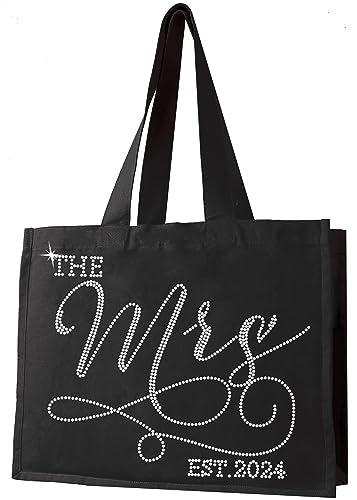 Rhinestone Canvas Bride Tote - Bride to Be Gift Bags JUMBO SIZE 18" x 14" Tote Bag - Tote Bag Bridal Gifts - SHOP NO2CO2