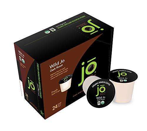 WILD JO: 48 Cups Dark French Roast Organic Coffee for Keurig K-Cup Compatible Brewers, Fresh Seal Single Serve Cups, Bold Strong Rich Wicked Good, Fair Trade Certified, Kosher, Non-GMO, Gluten Free - SHOP NO2CO2