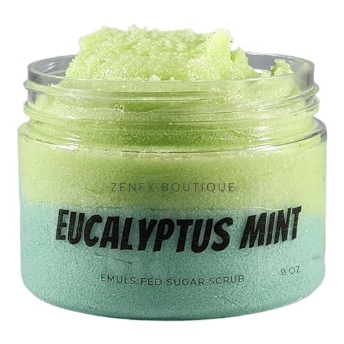 Exfoliating Sugar Body Scrub - Shea Butter with Grapeseed Oil and Jojoba Oil for Dry Skin (Eucalyptus Mint) - SHOP NO2CO2