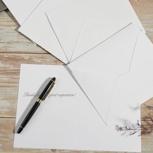 50 Pack White A6 Envelopes with Cards 4x6 Thick Folded Cardstock and Gold Stickers for Greeting Cards, Wedding, Birthday, Invitations, Baby Showers (White, 4x6) - SHOP NO2CO2