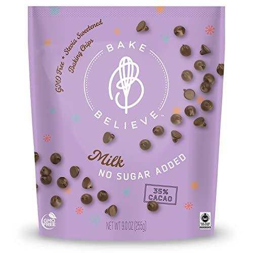 Bake Believe Milk Baking Chips, Stevia Sweetened, No Sugar Added, Keto-Friendly, 35% Cacao, Non-GMO, Fair Trade Certified, Kosher Dairy, 9 oz, 6-pack - SHOP NO2CO2