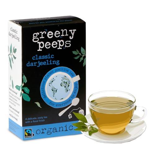 Greenypeeps Darjeeling Teabags, Organic Black Tea, 20 Count - Classic Blend, Fairtrade Certified, Delicate Light Taste with Zesty Freshness and a Warm Floral Finish - SHOP NO2CO2