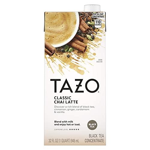 TAZO Classic Chai Latte, Aromatic Chai Latte Tea Blend with Cinnamon & Vanilla, Black Tea Concentrate, Easy to Make Hot or Cold, Includes Moofin Silver SS Tea Bag Squeezer Chai Tea (Pack of 2) - SHOP NO2CO2