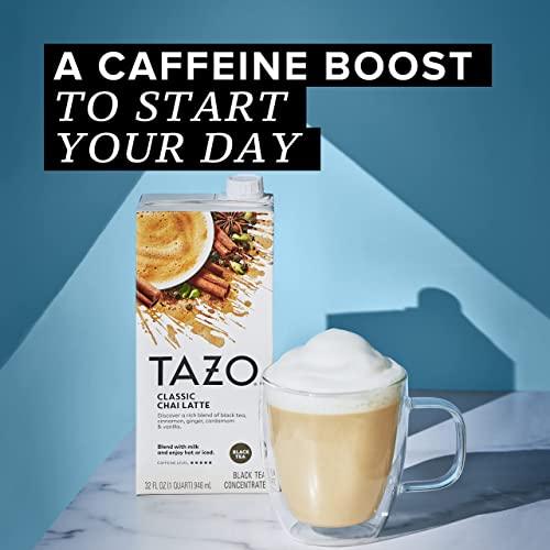 TAZO Classic Chai Latte, Aromatic Chai Latte Tea Blend with Cinnamon & Vanilla, Black Tea Concentrate, Easy to Make Hot or Cold, Includes Moofin Silver SS Tea Bag Squeezer Chai Tea (Pack of 2) - SHOP NO2CO2