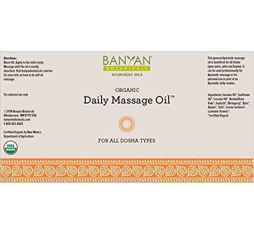 Banyan Botanicals Daily Massage Oil – Organic Ayurvedic Massage Oil – for All Skin Types & Doshas – Moisturizes, Nourishes The Tissues & Calms The Mind – 4oz. – Non GMO Sustainably Sourced Vegan - SHOP NO2CO2