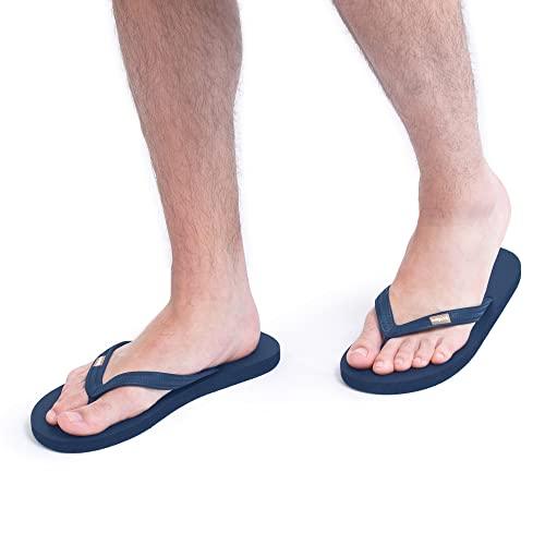 Mens Classicz Rubber Flip-Flops - Waterprooof, 100% Natural Rubber & All-Vegan Sandals, Fair Trade Certified Slippers, Consciously Sourced & Artisan-Crafted - SHOP NO2CO2