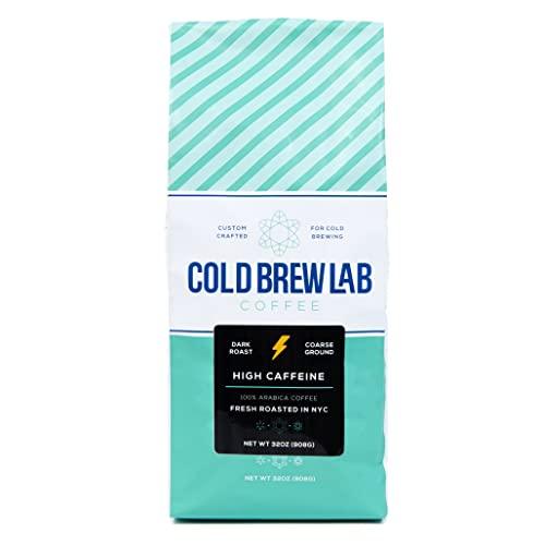 Cold Brew Coarse Ground Coffee, High Caffeine Blend, Dark Roast, 2 LB, Extra Strong, Cold Brewing & French Press - SHOP NO2CO2