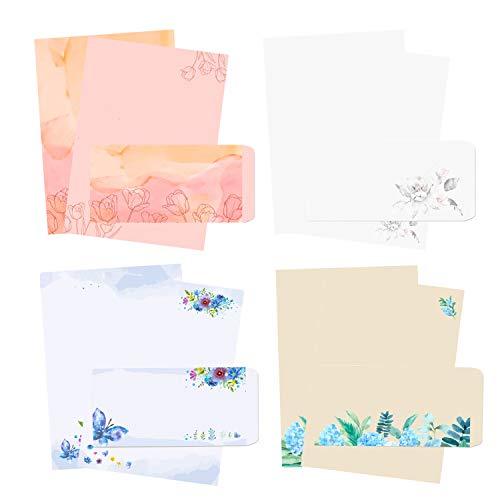 48Pcs Stationary Writing Paper with Envelopes - Japanese Stationery Set Double Sided Printing Floral Letter Writing Paper, 32 Stationary Papers + 16 Envelopes, 7.5 x 10.4 Inch of Each Stationary Paper - SHOP NO2CO2