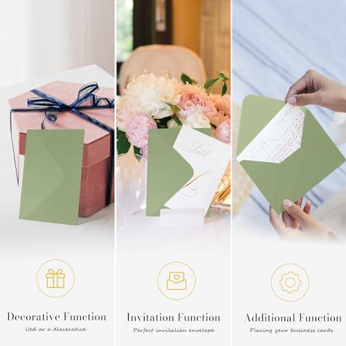 A7 Sage Green Envelopes 100 Pack, Goefun Blank 5x7 Envelopes for Invitation - V Flap Printable Envelopes for Gift Cards, Birthday, Graduation| 5.25 x 7.25 in, 120GSM - SHOP NO2CO2