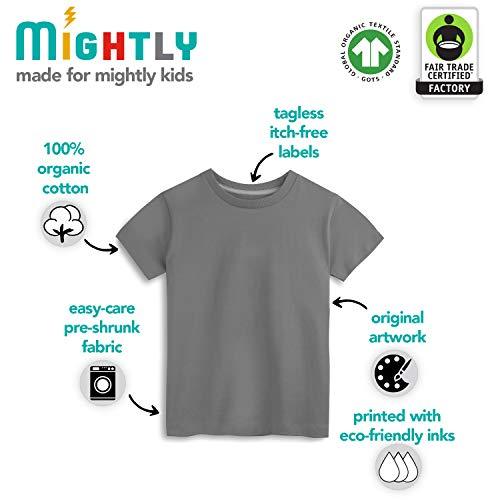 Mightly Boys and Girls' Classic Fit Crewneck T-Shirt | Organic Cotton Soft, Multi-Pack Short-Sleeve Basic, Toddlers and Kids - SHOP NO2CO2