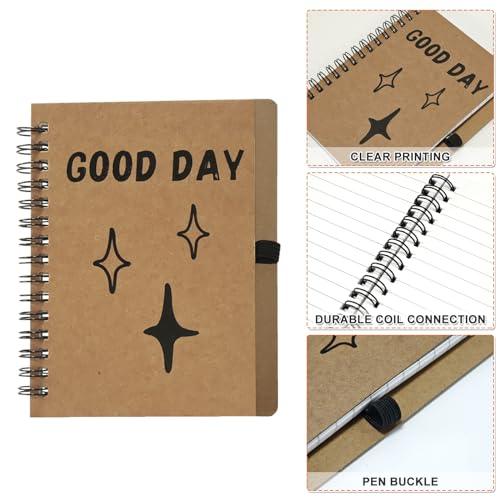 Inspirational Gifts Small Spiral Notepads with Bamboo Ballpoint Pen GOOD DAY Gift Notebook 4 x 6 Inch,Employee Appreciation Gifts,Motivational Notebooks for School Office Teacher Men Women Gifts (50 Sets, Brown) - SHOP NO2CO2