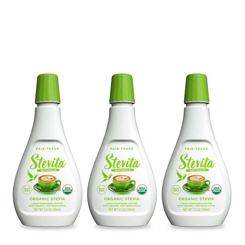 Stevita Organic Liquid Stevia - 3.3 oz, Pack of 3 - All-Natural Sweetener, Zero Calories - USDA Organic, Non-GMO, Vegan, Kosher, Keto, Paleo, Gluten Free - 1500 Total Servings - SHOP NO2CO2