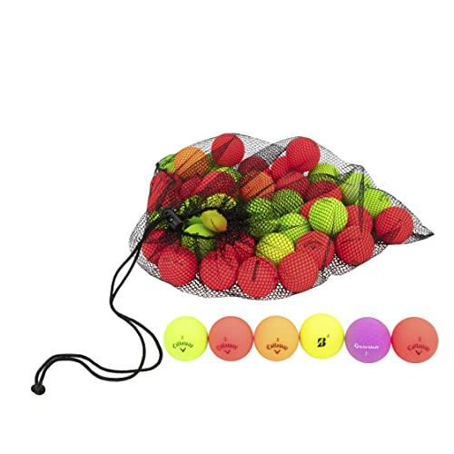 Clean Green Golf Balls 24 Pack Recycled Used Matte Colored Balls - Brand Name Bulk Mix - Good Condition Graded Ball - Includes 24 GolfBalls and Mesh Carrying Bag - SHOP NO2CO2