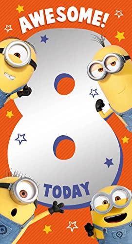 Despicable Me Age 8 Birthday Card, 8th Birthday Card, Age Eight Birthday Card, Climate Pledge Friendly Card, Despicable Me Recyclable Card, Officially Licensed Birthday Card - SHOP NO2CO2