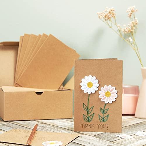 48 Pack Kraft Brown Blank Greeting Cards with Envelopes, Folded Cardstock for DIY Wedding, Birthday Invitations, Crafts (4x6 in) - SHOP NO2CO2